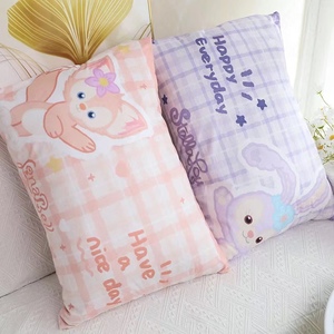 新款粉色可爱卡通枕套毛绒枕头套粉色枕芯少女单人枕