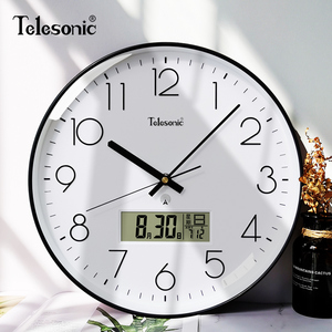 TELESONIC/天王星钟自动对时电波钟静音客厅简约轻奢免打日历挂钟