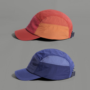 夏季复古拼色鸭舌帽CAMP CAP五片帽速干露营帽短檐撞色棒球帽子潮
