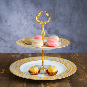 欧式陶瓷多层水果盘甜品台客厅创意双层蛋糕架糕点盘下午茶点心架