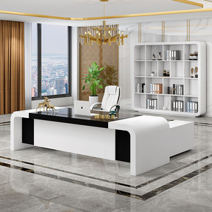 老板桌简约现代创意大班台高端烤漆办公桌时尚经理桌总裁桌椅组合