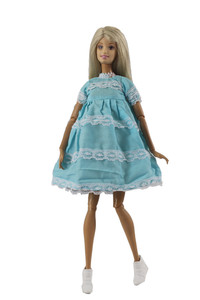 30厘米6分换装娃娃超模心怡FR衣服 浅蓝蕾丝边娃娃裙装连衣裙玩具