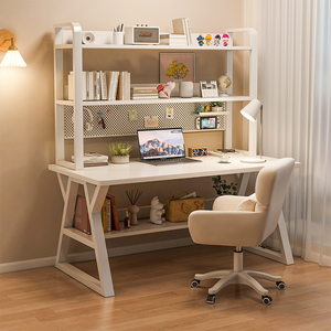 电脑桌子卧室女生书桌书架一体桌子工作台学生家用办公桌简约现代