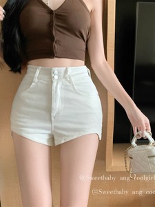 白色牛仔短裤女夏季新款外穿高腰显修身瘦紧身辣妹超短热裤