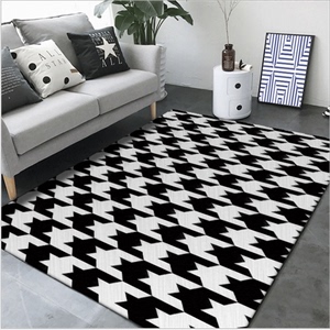 现代黑白时尚经典千鸟格条纹几何卧室客厅沙发茶几进门地毯地垫
