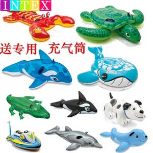 大型水上充气坐骑海豚儿童鲨鱼游泳圈鳄鱼鲸鱼乌龟游泳池戏水玩具