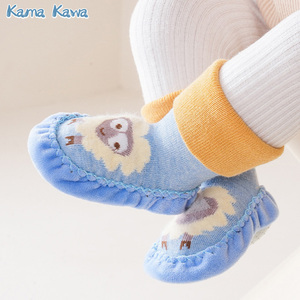 宝宝地板袜春秋纯棉A类0-2岁保暖软底不掉室内学步地板鞋婴儿袜子