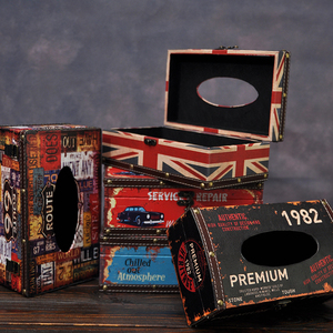 复古皮革纸巾盒车用创意收纳盒欧式抽纸盒餐厅餐巾纸盒纸抽盒子