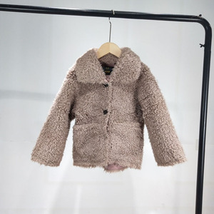 进口韩国绒仿羊羔毛皮草大衣秋冬季翻领夹克外套男女童儿童装特价