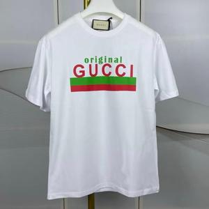 Gucci古驰 新款经典红绿条纹字母印花LOGO休闲百搭T恤 男女款短袖