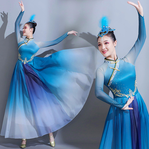 蒙古舞演出服女2024新款蒙古舞服饰练习裙套装蒙古袍蒙族舞蹈服装