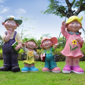 花园庭院装饰卡通娃娃人物摆件幼儿园户外园林景观玻璃钢雕塑小品