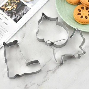 不锈钢猫咪曲奇饼干慕斯圈模具5件套 DIY印花烘焙翻糖压模工具