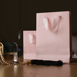 加厚粉色卡纸购物纸袋服装店服装衣服定制印logo化妆品礼品手提袋
