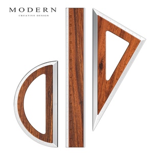 德国MODERN钛金属尺子文具学生用钛合金+酸枝木直尺三角尺量角器