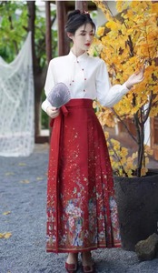 新中式改良汉服红色马面裙两件套秋冬大码新娘回门服敬酒订婚裙子