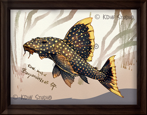 异形鱼L018黄翅珍珠水族原创装饰画挂画墙画玄关鱼缸高级质感艺术