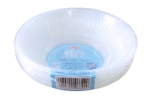 坚尔美 12只装一次性塑料大碗 汤碗 18cm 透明加厚 可微波冷藏