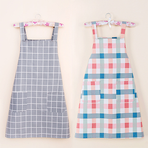 韩式简约耐脏粗棉布围裙防水男女成人厨房背带款罩衣工作服防油