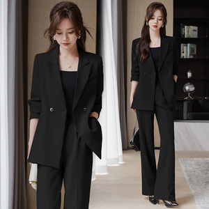 黑色西装套装女2024新款春秋季职业气质工作服正装高级感西服外套