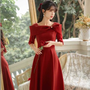 夏装2024新款气质初恋裙子设计感小众法式复古红色连衣裙仙女长裙