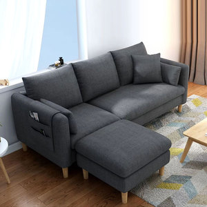 北欧棉麻布艺沙发小户型客厅出租房用简约现代转角网红款双人三人
