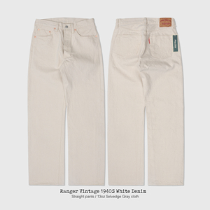 全新W403 Ranger Vintage 本白色生料直筒赤耳牛仔裤复古阿美咔叽