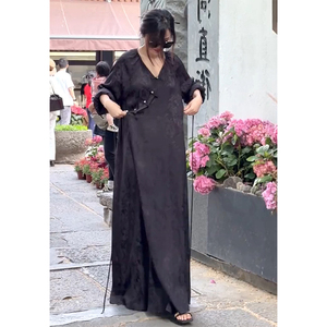 新中式女装改良旗袍年轻款少女高端气质古风黑色连衣裙子2024新款
