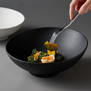 米立风物碗家用2024新款高颜值沙拉碗简约黑白餐具汤碗水果盘大碗