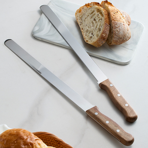 米立风物切面包刀加长刃黑胡桃木柄不锈钢吐司贝果法棍硬欧锯齿刀
