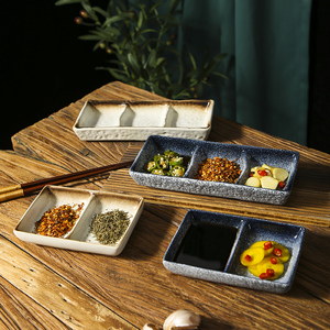 日式餐具商用多格双味调料三格凉菜盘酱料小方碗韩式烤肉蘸料碟子