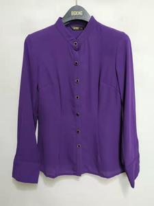 品牌断码断号精品女装折扣【艾尚2】紫色夏款长袖衬衫上衣