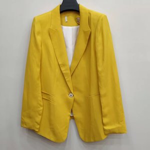 品牌断码断号精品女装折扣【艾尚】剪标黄色春款长袖西装外套