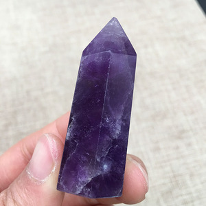 天然乌拉圭紫水晶原石水晶柱摆件单尖柱深紫色六棱柱消磁