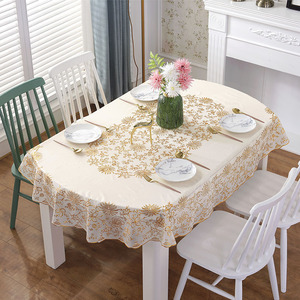 椭圆形桌布防水防油免洗长方形塑料餐桌布欧式田园餐桌布茶几布垫