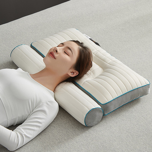 荞麦反向牵引枕乳胶枕头护颈椎助眠枕芯中低护颈枕单人家用枕一对