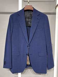 24意大利B春夏季男士西装外套羊毛泡泡纱舒适透气清爽蓝色小格子