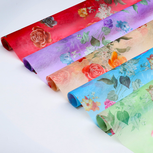 韩国布织布玫瑰鲜花包装纸韩式蚕丝棉纸印花花艺无纺布10张