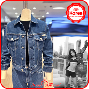 韩国正品代购CK JEANS女JENNIE美式复古布标牛仔夹克外套40WK731
