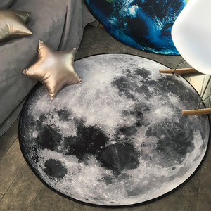 潮牌圆形地毯个性创意地球月球3D打印地毯电脑椅垫吊篮地毯可水洗