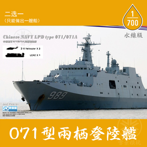 梦模型 1/700 中国海军071/071A 昆仑山级两栖登陆舰 DM70010