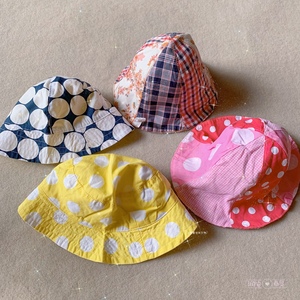 女宝1-6岁夏日薄款遮阳防晒盆帽漂亮渔夫帽双面可戴儿童帽棉布值