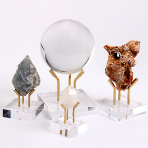 方形透明亚克力展示架矿石水晶球原石矿物标本展示托奇石岩石底座
