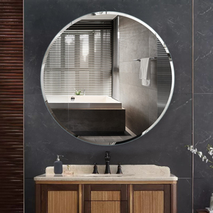 正圆形化妆镜免钉壁挂粘贴无框卫浴镜防水洗手间卫生间椭浴室镜子
