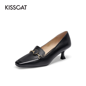 KISSCAT接吻猫正品断码清仓高跟鞋羊皮方头细跟单鞋女