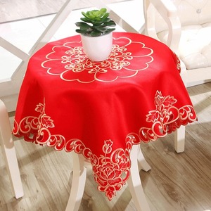 中式红色卓布餐桌布家用椭圆形茶几圆形台布餐布美式长方形结婚庆