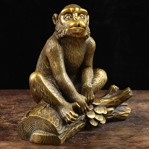 风水招财纯铜猴子摆件铜猴十二生肖猴中国风家居装饰品客厅办公室