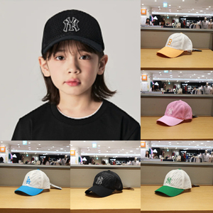 MLB潮牌儿童清凉网眼遮阳帽韩国代购24年夏季男女童可调节鸭舌帽