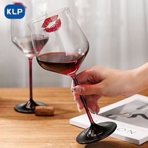 KLP 唇印勃艮第红酒杯创意欧式无铅水晶葡萄酒杯高脚欧式
