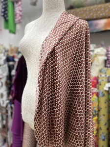 砖红洋气质型小格子中国制造人气真丝弹力缎面料布料真丝围巾旗袍